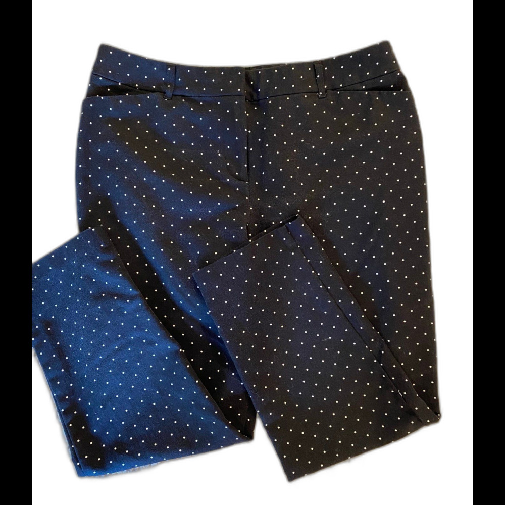 Liz Claiborne  Pants‎ Sz 10 Cropped  Black Polka Dot Stretchy “Emma Classic”